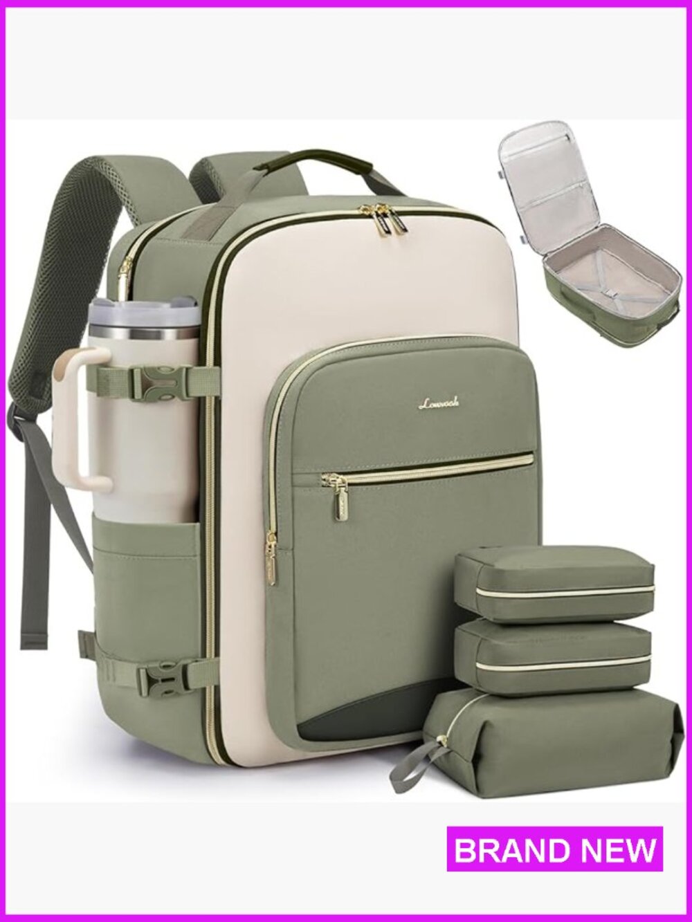 40L Travel Backpack Airline Approved Carry On with Packing Cubes Fits 17" Laptop